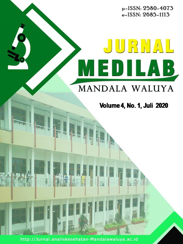 					View Vol. 4 No. I (2020): Jurnal MediLab Mandala Waluya
				
